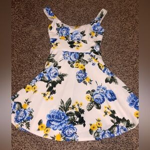 B. Darlin White Floral Sundress with Blue & Yellow Roses